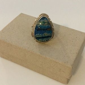 Sterling Silver Mammoth Tooth Turquoise Ring